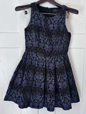 Romeo & Juliet Black & Navy Floral Jacquard Fit-and-Flare Dress